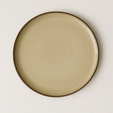 Handmade Ceramic Dinner Plate with Brushstroke Glaze – Warm Beige