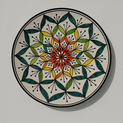Handmade Ceramic Dinner Plate with Hand-Painted Mandala Design – Vibrant Colors
