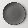 Handmade Ceramic Dinner Plate with Speckled Grey Glaze – Brown Rim