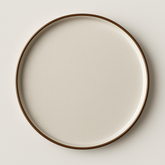 Handmade Ceramic Full-Size Dinner Plate with Brown Rim