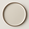 Handmade Ceramic Full-Size Dinner Plate with Brown Rim