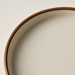 Handmade Ceramic Full-Size Dinner Plate with Brown Rim