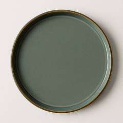 Handmade Ceramic Full-Size Dinner Plate with Glossy Green Glaze