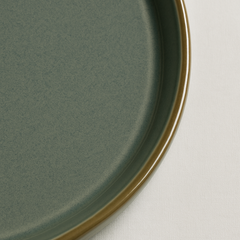 Handmade Ceramic Full-Size Dinner Plate with Glossy Green Glaze