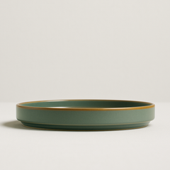 Handmade Ceramic Full-Size Dinner Plate with Glossy Green Glaze