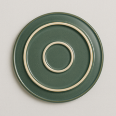 Handmade Ceramic Full-Size Dinner Plate with Glossy Green Glaze