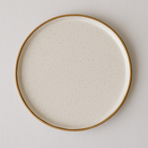 Handmade Ceramic Full-Sized Dinner Plate with Golden Edge – Cream with Subtle Speckles