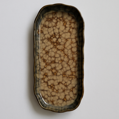 Handmade Ceramic Medium Platter with Crackle Glaze – Elegant Tray