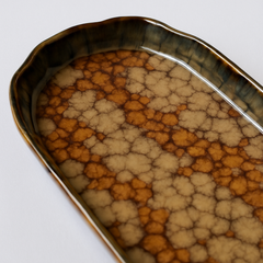 Handmade Ceramic Medium Platter with Crackle Glaze – Elegant Tray