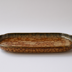 Handmade Ceramic Medium Platter with Crackle Glaze – Elegant Tray