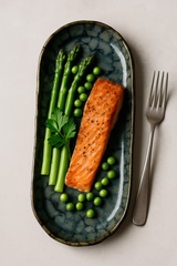 Handmade Ceramic Medium Platter with Reactive Glaze – Blue and Black Speckled Design