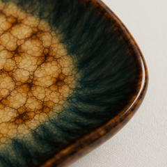 Handmade Ceramic Medium Platter/Serving Dish with Artistic Glaze – Green and Brown