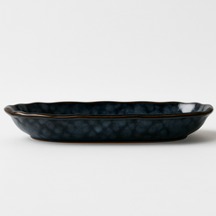 Handmade Ceramic Large Serving Platter with Blue Glaze – Artistic Design
