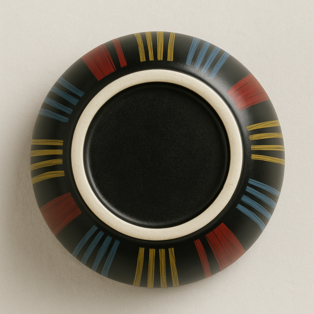 Handmade Ceramic Bowl with Colorful Stripes – Black