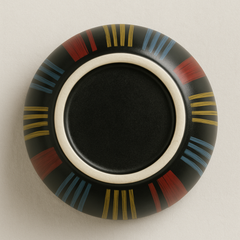 Handmade Ceramic Bowl with Colorful Stripes – Black