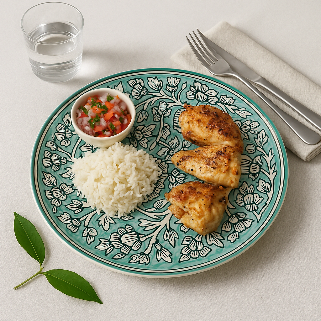 Handmade Ceramic Dinner Plate with Intricate Floral Design – Turquoise