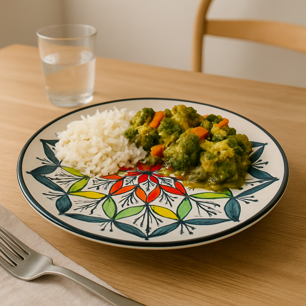 Handmade Ceramic Dinner Plate with Hand-Painted Mandala Design – Vibrant Colors