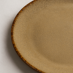 Handmade Ceramic Dinner Plate with Speckled Glaze – Warm Beige