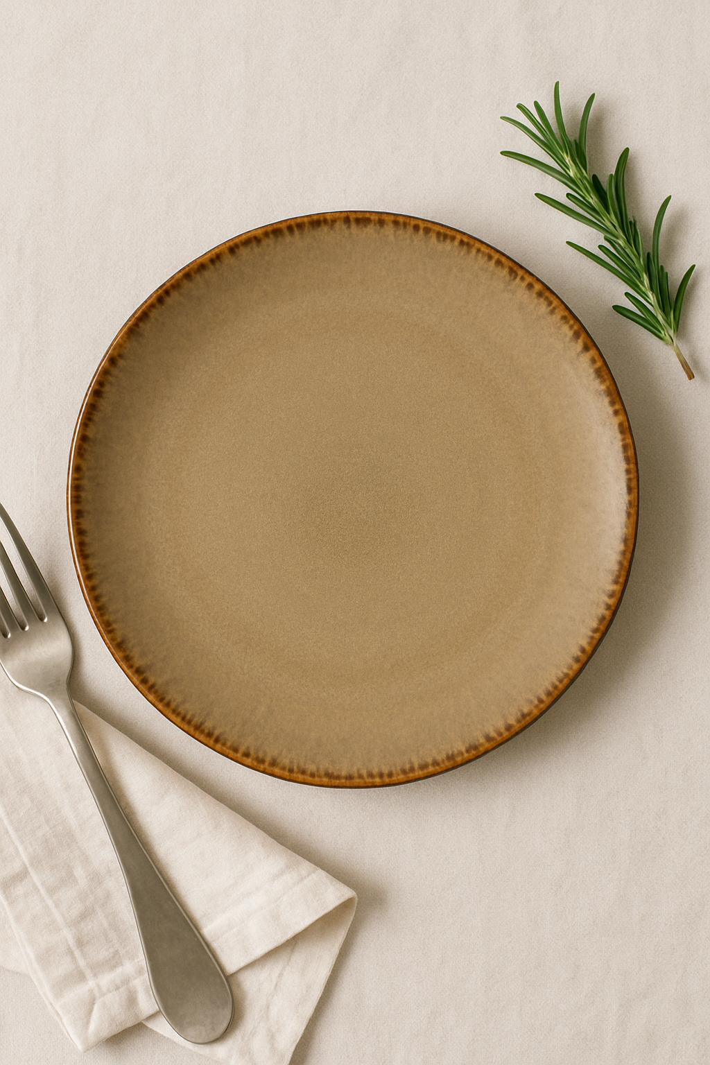 Handmade Ceramic Dinner Plate with Speckled Glaze – Warm Beige