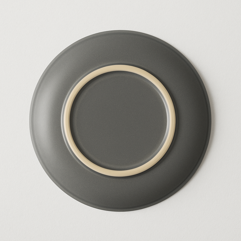 Handmade Ceramic Dinner Plate with Speckled Grey Glaze – Brown Rim