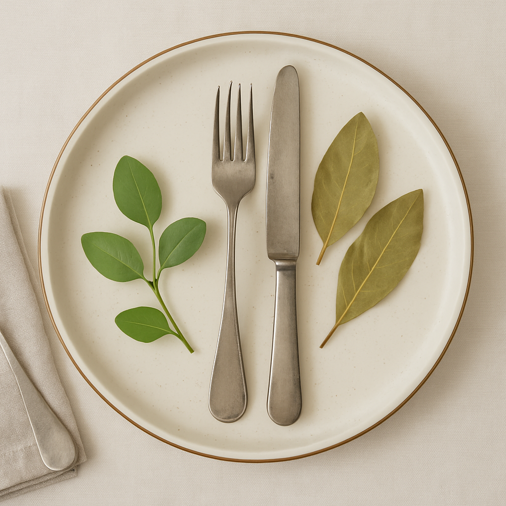 Handmade Ceramic Full-Size Dinner Plate with Brown Rim