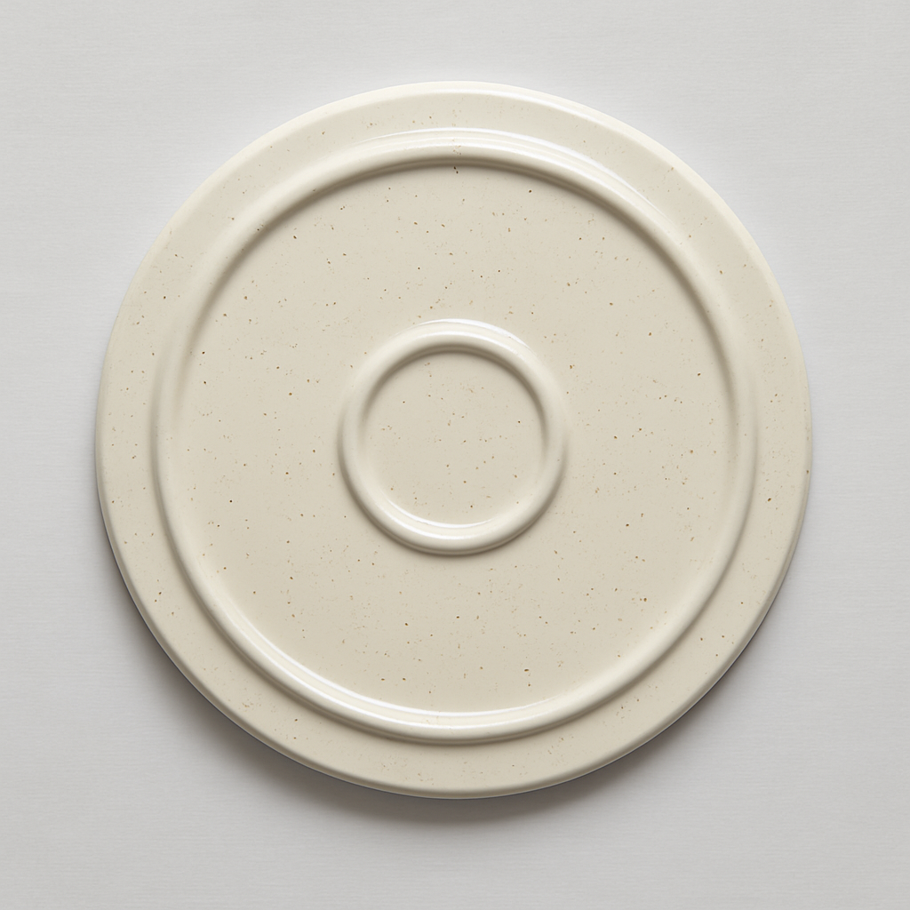 Handmade Ceramic Full-Sized Dinner Plate with Golden Edge – Cream with Subtle Speckles