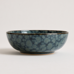 Handmade Ceramic Large Bowl with Mottled Glaze – Deep Blue