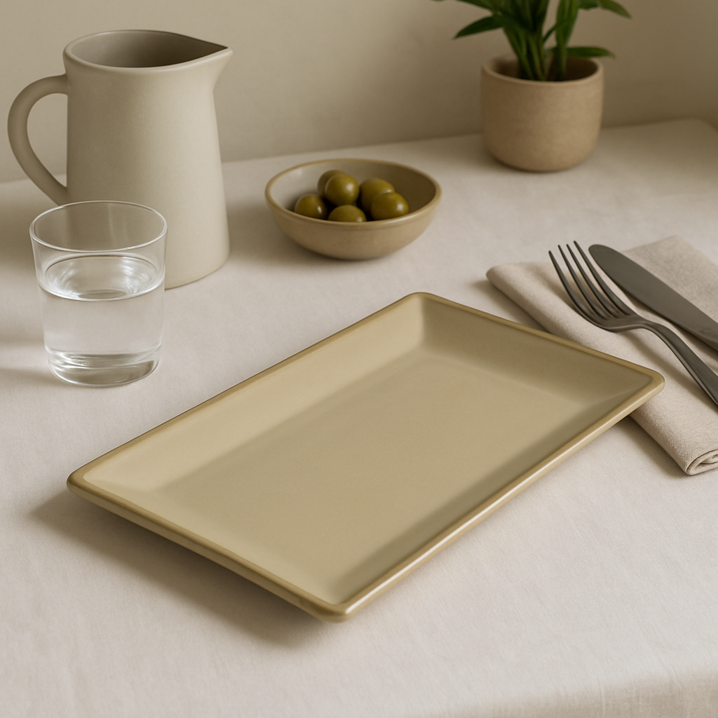 Handmade Ceramic Large Platter with Gradient Glaze – Beige