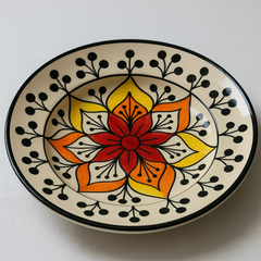 Handmade Ceramic Medium Bowl with Mandala Floral Design – Vibrant Colors