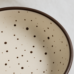 Handmade Ceramic Medium Bowl with Rustic Speckled Glaze – Cream with Brown Rim