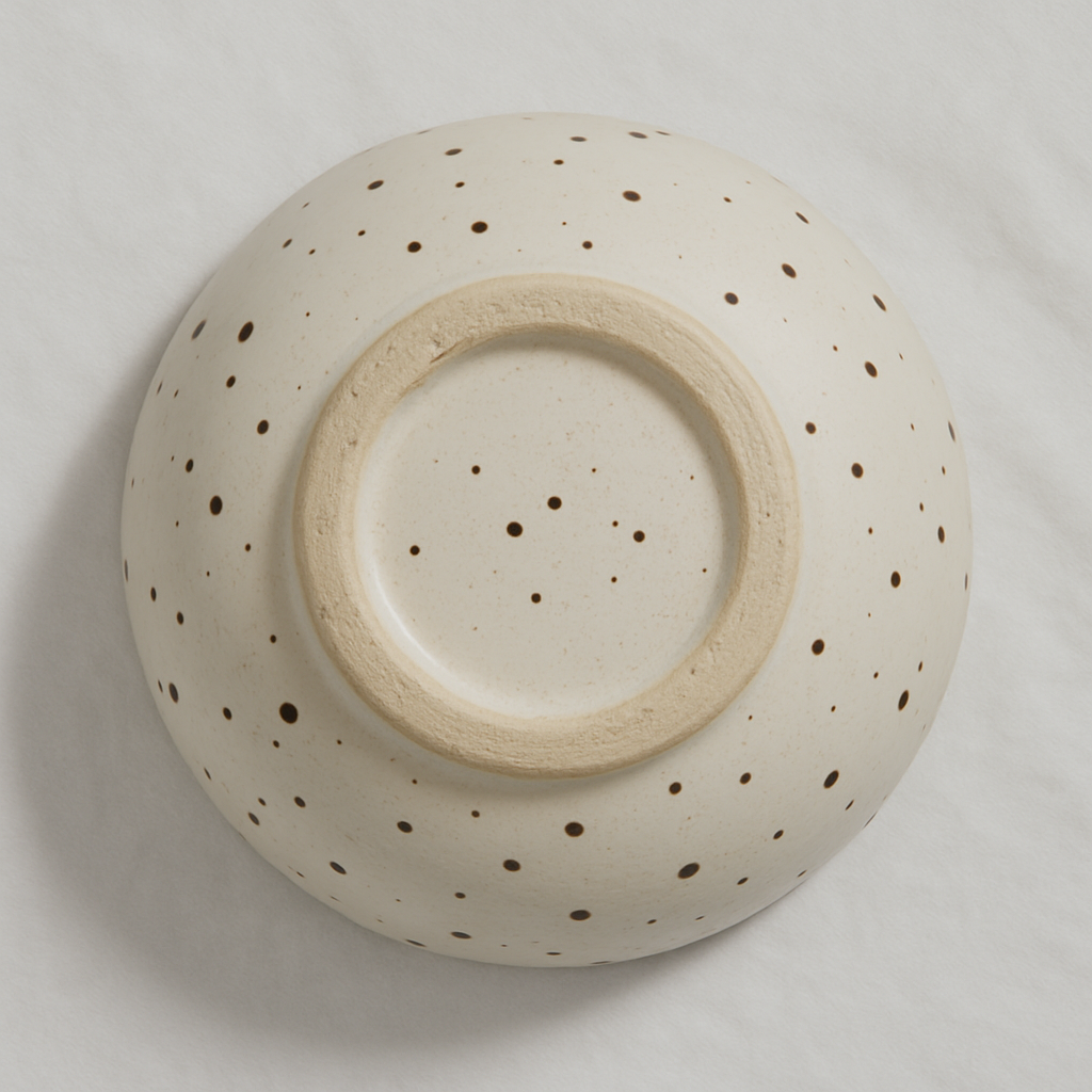 Handmade Ceramic Medium Bowl with Rustic Speckled Glaze – Cream with Brown Rim