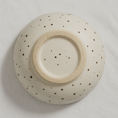 Handmade Ceramic Medium Bowl with Rustic Speckled Glaze – Cream with Brown Rim