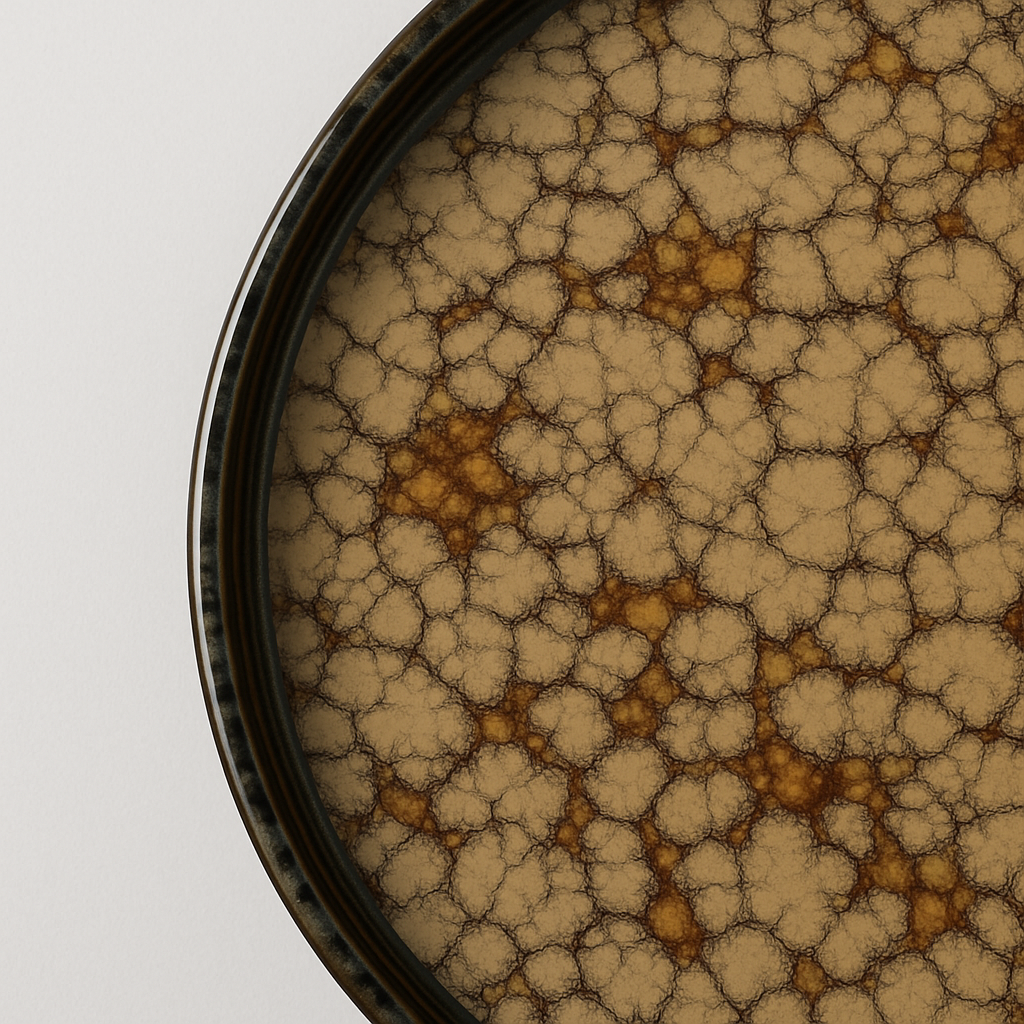 Handmade Ceramic Plate with Crackled Glaze – Tan & Brown