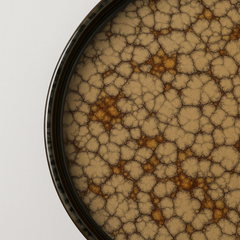 Handmade Ceramic Plate with Crackled Glaze – Tan & Brown