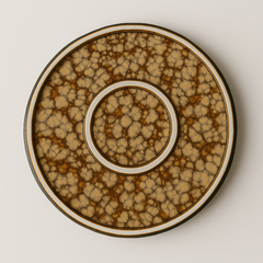 Handmade Ceramic Plate with Crackled Glaze – Tan & Brown