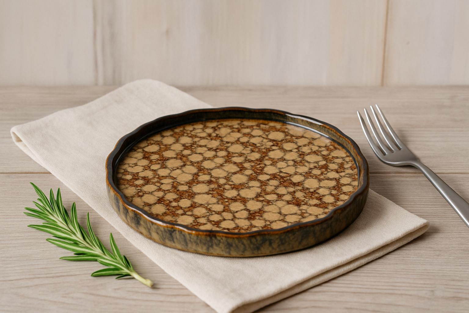 Handmade Ceramic Plate with Crackled Glaze – Tan & Brown