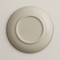 Handmade Ceramic Quarter Plate with Alhambra Pattern – Grey & Ivory