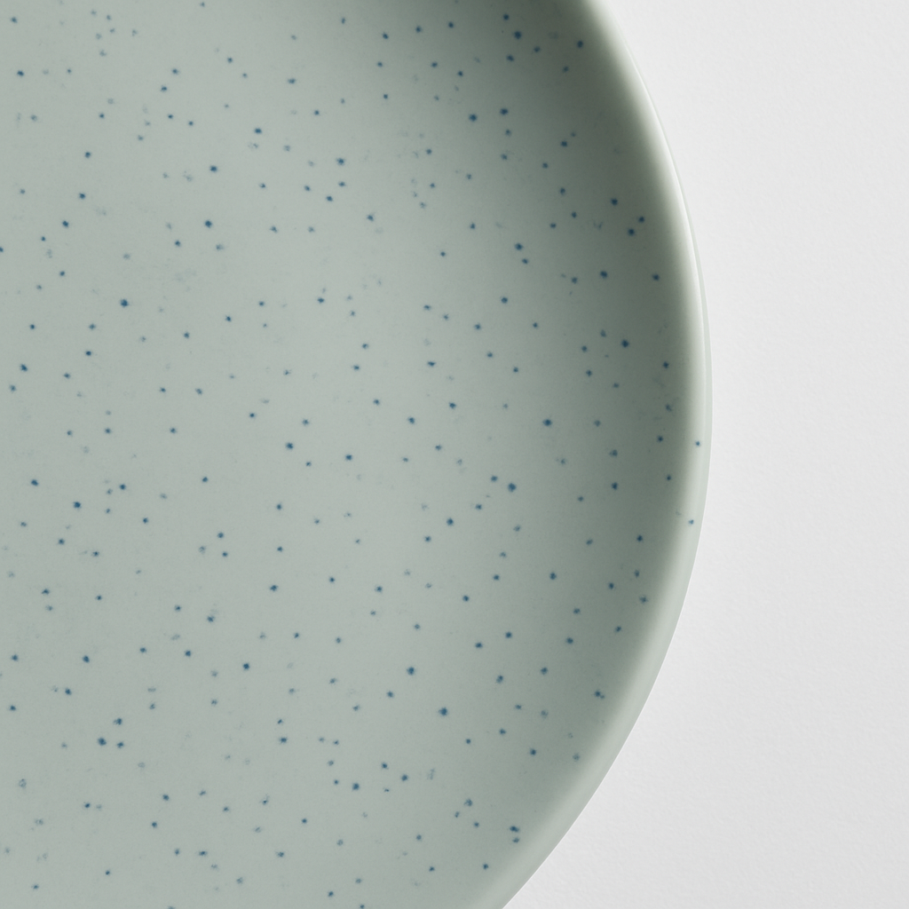 Handmade Ceramic Quarter Plate with Speckled Finish – Light Green