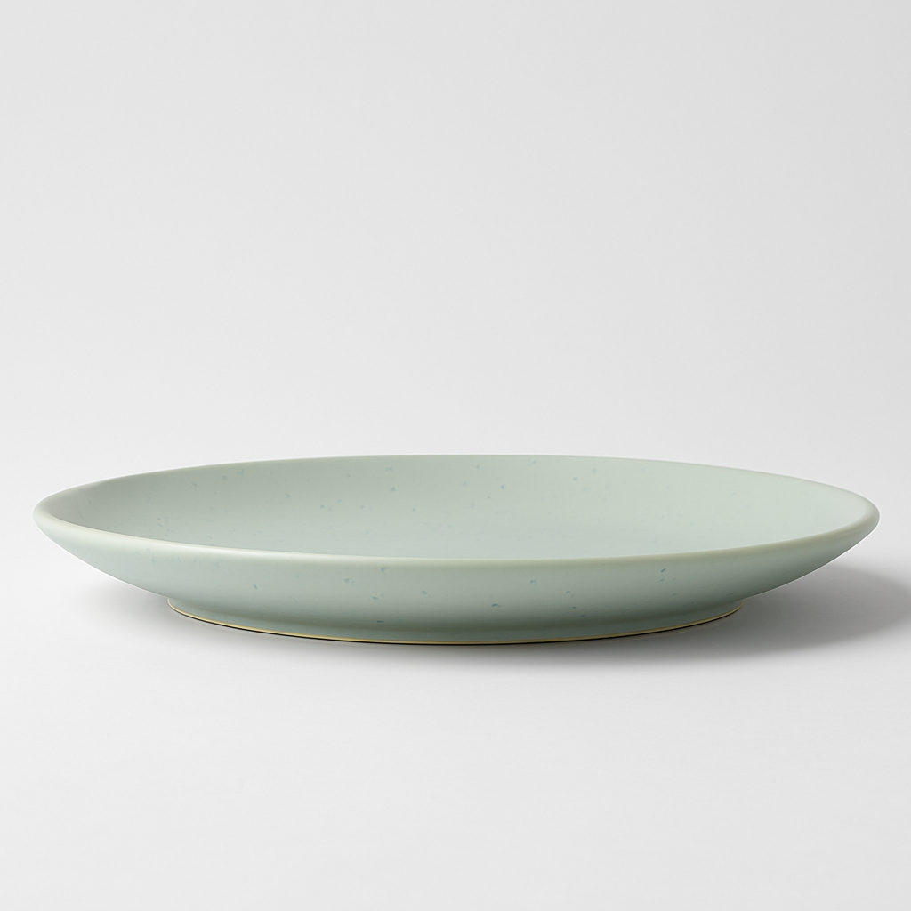Handmade Ceramic Quarter Plate with Speckled Finish – Light Green