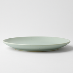 Handmade Ceramic Quarter Plate with Speckled Finish – Light Green