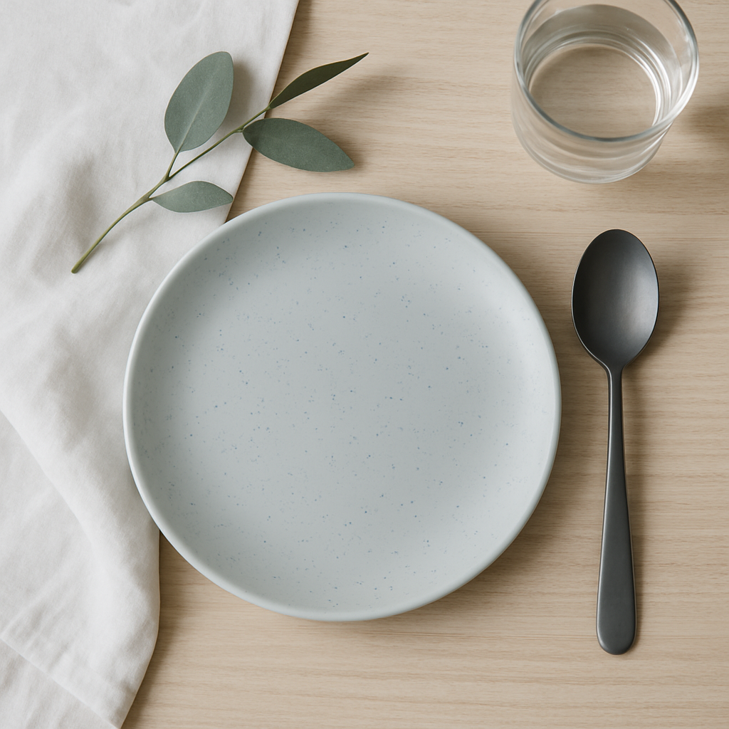 Handmade Ceramic Quarter Plate with Speckled Finish – Light Green