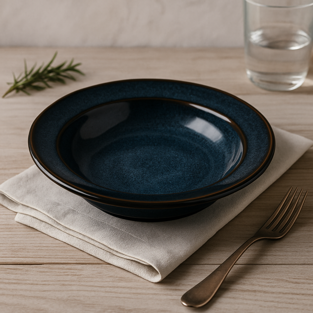 Handmade Ceramic Soup/Pasta Bowl with Blue Speckles – Dark Blue